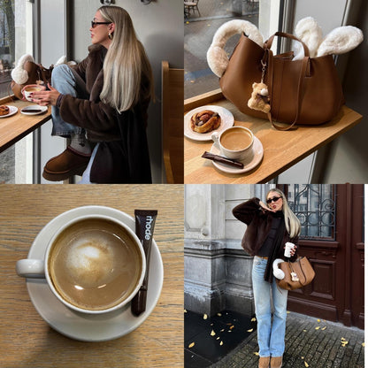 Artificial Fur Effect Lapel Loose Fashionable Jacket Women